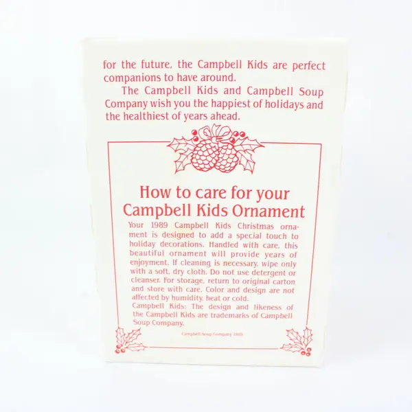 Vintage 1989 Campbell Soup Christmas Ornament Original Box