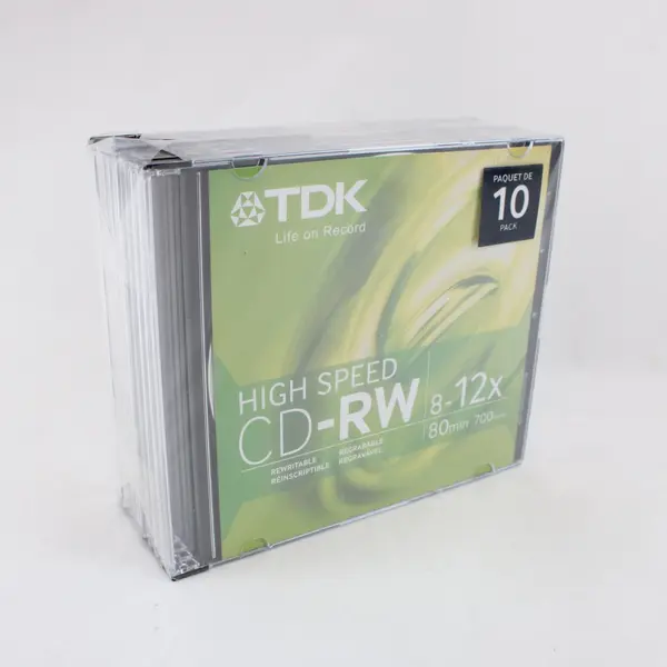TDK High Speed Data CD-RW 10 Pack 80 Min 700MB 8-12x Blank Discs
