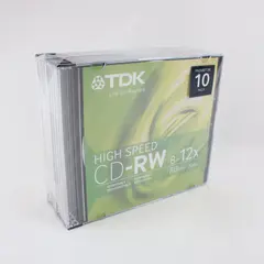 TDK High Speed Data CD-RW 10 Pack 80 Min 700MB 8-12x Blank Discs