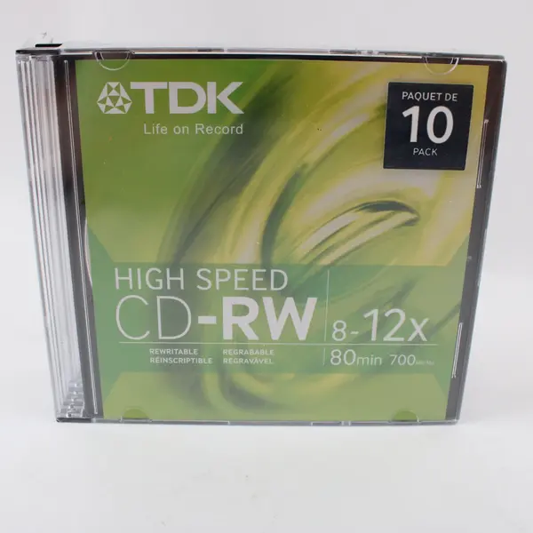 TDK High Speed Data CD-RW 10 Pack 80 Min 700MB 8-12x Blank Discs