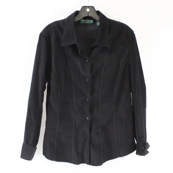 Lemon Grass Studio Women's Size Large Black Corduroy Cotton Button Up Shirt