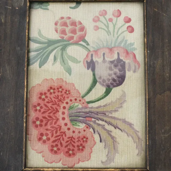 Vintage Wooden Framed Floral Fabric 8"x10"
