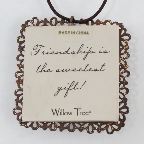 VTG Willow Tree Friendship Plaque Ornament Metal Trim Wire Flowers Demdaco