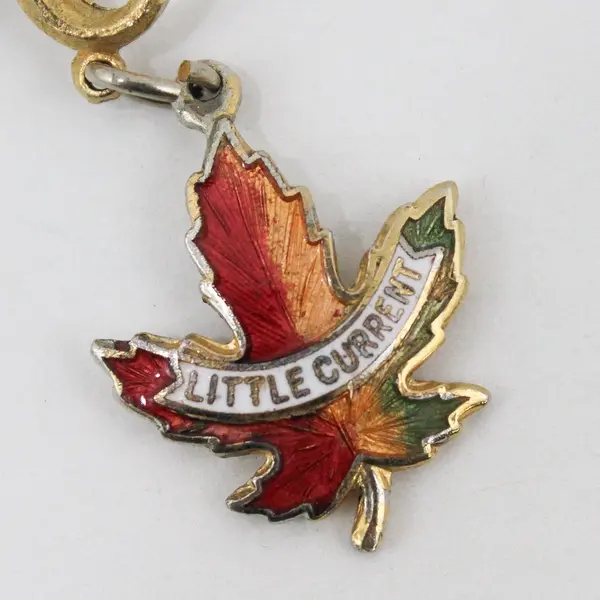 Vintage Canadian Key-Style Maple Leaf Enamel Brooch Pin 1953 Penny Charm