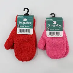 Lot of 2 Snugadoo Kids Super Soft Winter Mittens Pink Red NWT
