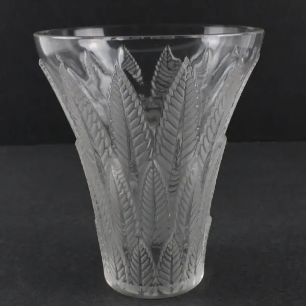 Rene Lalique France Vase Raised Fern Leaf Relief 1933 5in Fair