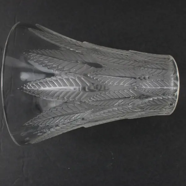 Rene Lalique France Vase Raised Fern Leaf Relief 1933 5in Fair