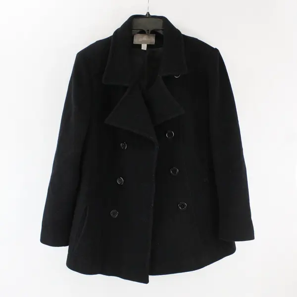Croft & Barrow Women's XL Black Wool Blend Pea Coat Button Front