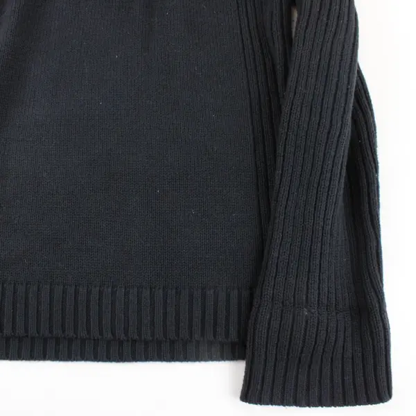 St John's Bay Men's Large 1/4 Zip Knit Pullover Black Gray White Stripe