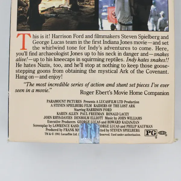 Raiders of the Lost Ark VHS VHS Tape 1981 #1376