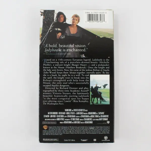 Ladyhawke VHS Tape 1985 #15870 Warner Bros. 