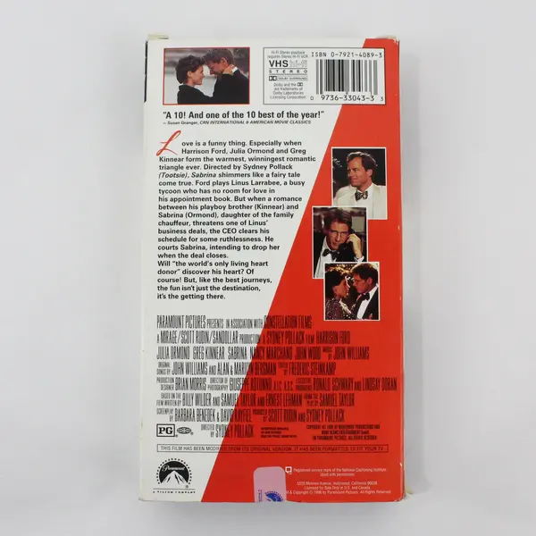 Sabrina VHS Tape 1995 Harrison Ford #33043