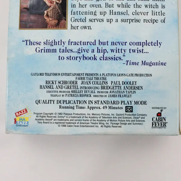 Hansel and Gretel VHS Tape 1996, Shelley Duvall's Faerie Tal Theatre #CF169 