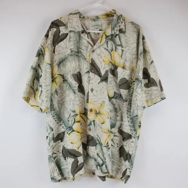 Tommy Bahama Relax Short Sleeve Button Up Shirt Men's L Tropical Yellow Floral