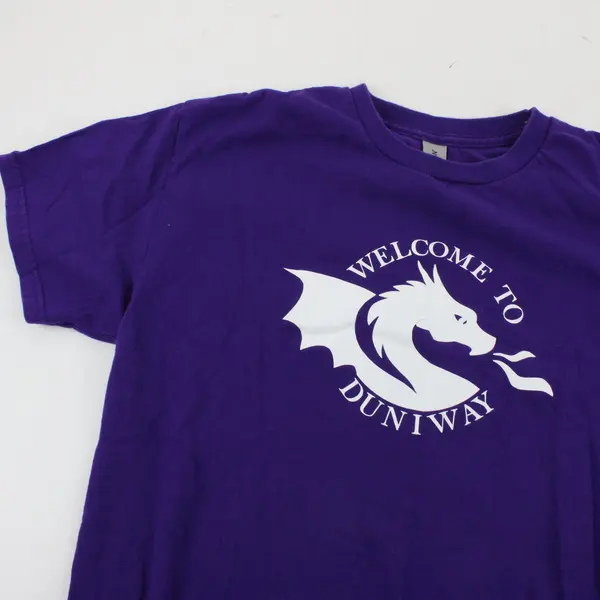 Gildan Purple "Welcome to  Duniway "Heavy Cotton Short Sleeve Shirt Unisex M