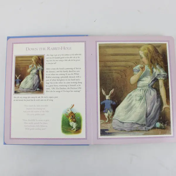 VTG Alice in Wonderland Jigsaw Book Seven 48-Piece Puzzles Complete 2000 HC