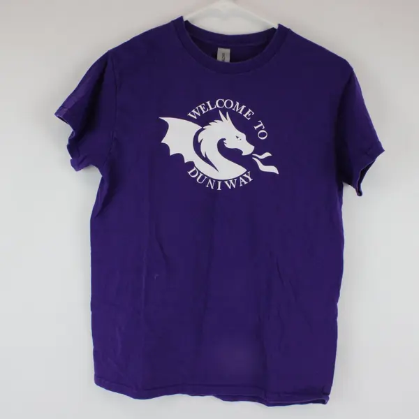 Gildan Purple Welcome to Duniway Dragon Graphic Heavy Cotton T-Shirt S