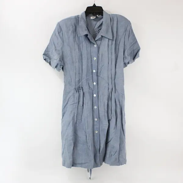 Vintage J.B.S. Blue Button-Front Midi Dress Women's 12 FLAWED