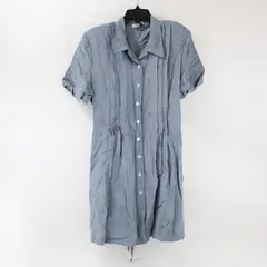 Vintage J.B.S. Blue Button-Front Midi Dress Women's 12 FLAWED