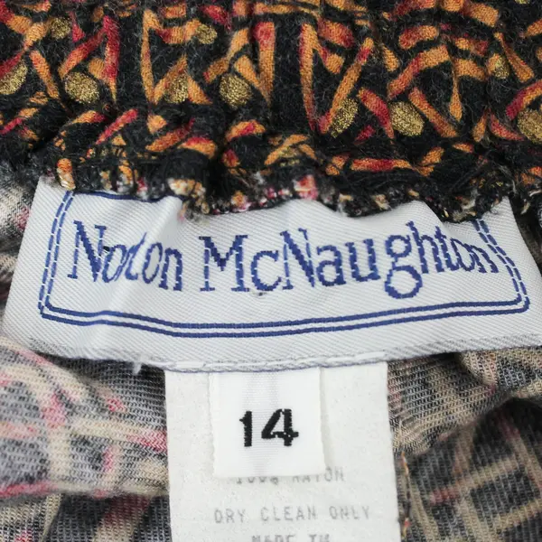 VTG Norton McNaughton Orange Red Black Patterned Midi Skirt Women's 14