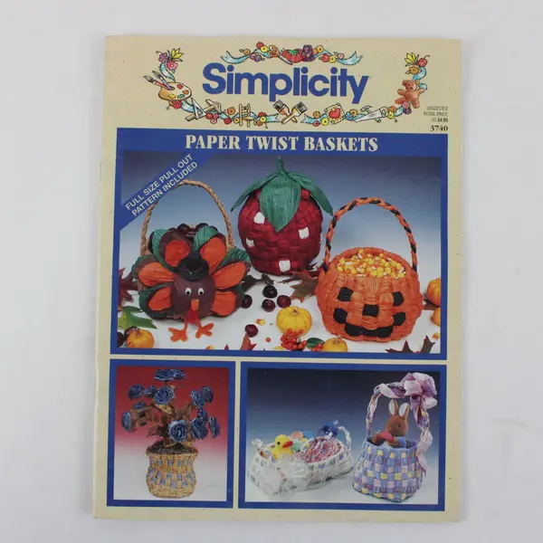 Vintage 1993 Simplicity #3740 Paper Twist Baskets Robin Greenwood Paperback
