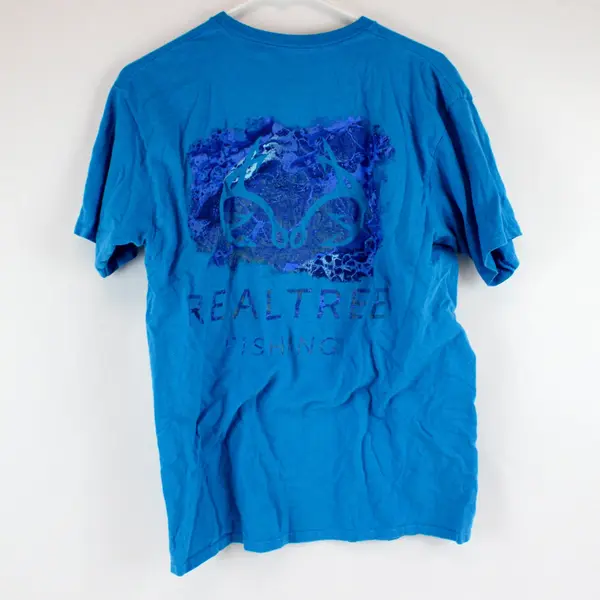 Realtree Fishing T-Shirt Men's Medium M 38-40 Blue Short Sleeve