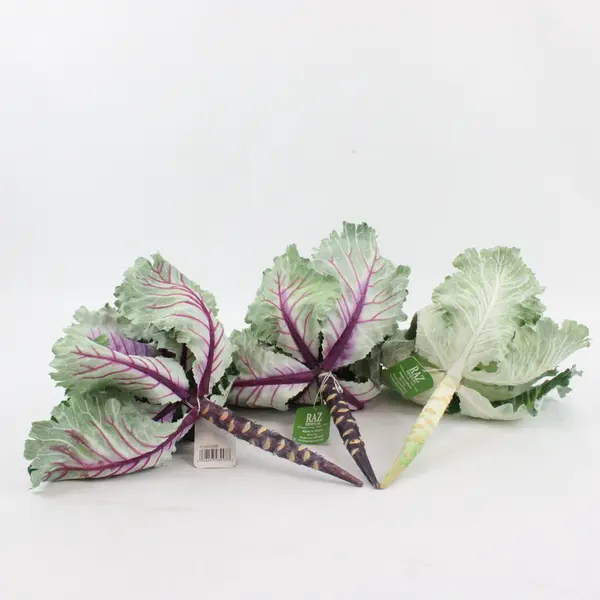 RAZ Imports Lot of 3 Faux Cabbage Plants Artificial Greenery Decor