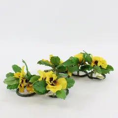 Enesco Vintage Yellow Pansy Napkin Rings Set of 5 Floral Decor