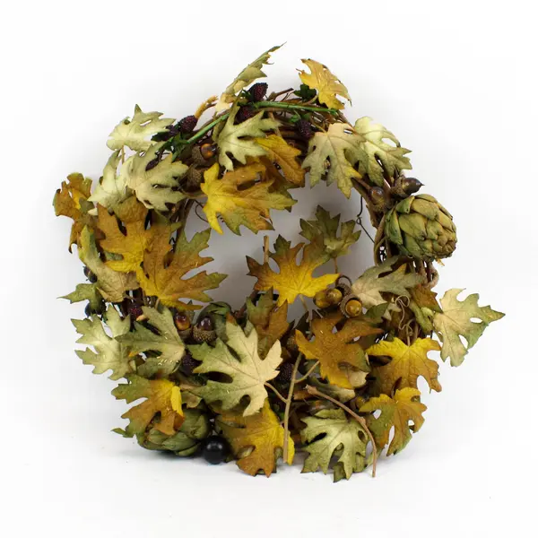 14 Inch Green Autumn Harvest Artificial Wreath Fall Decor Door Mantel
