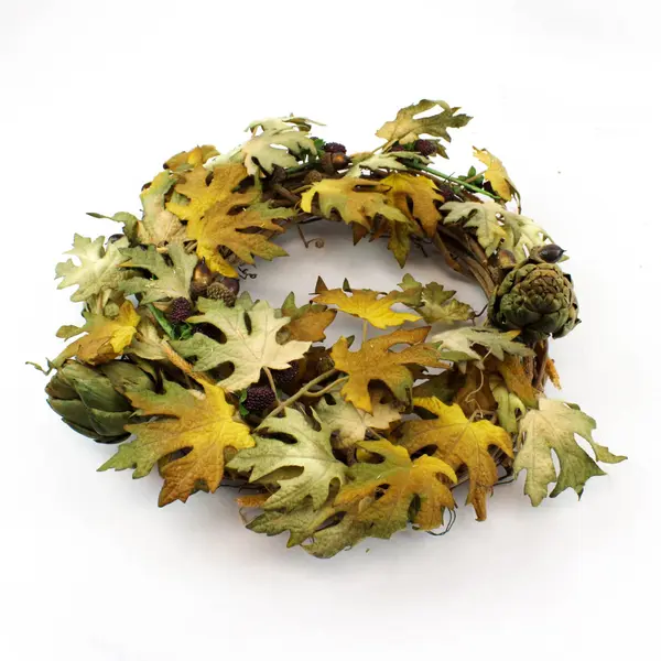 14 Inch Green Autumn Harvest Artificial Wreath Fall Decor Door Mantel