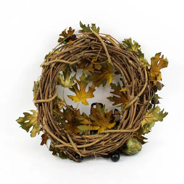 14 Inch Green Autumn Harvest Artificial Wreath Fall Decor Door Mantel