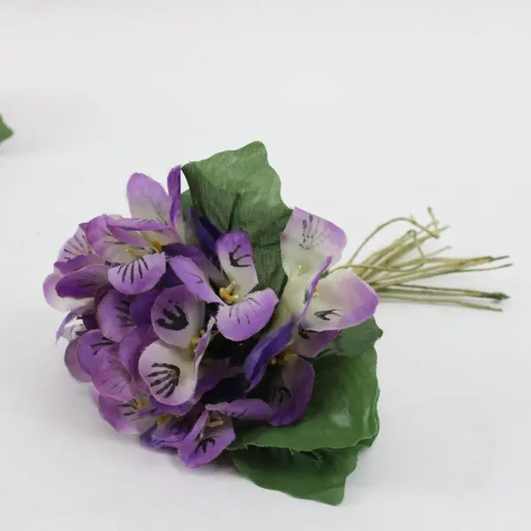 Lot of 7 ENSCO Purple Artificial Pansy Violet Flowers Floral Décor