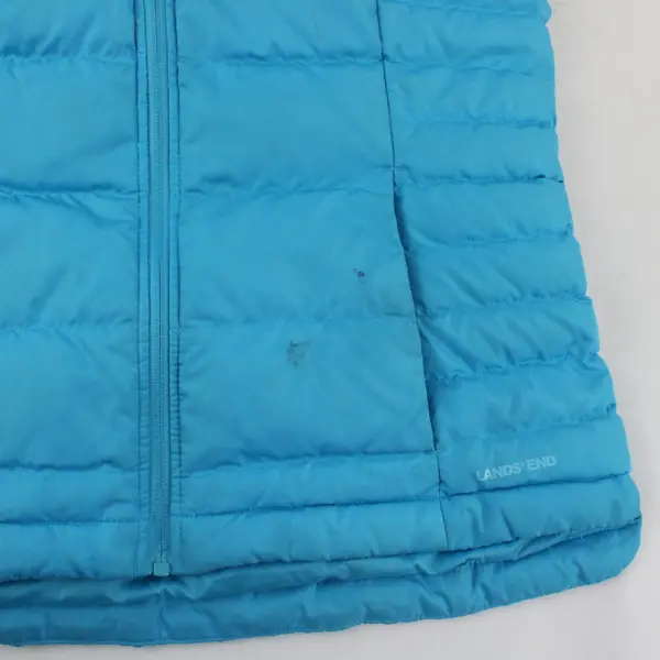 Lands End Women's S Neon Blue Sleeveless Mock Neck Full Zip Puffer Vest