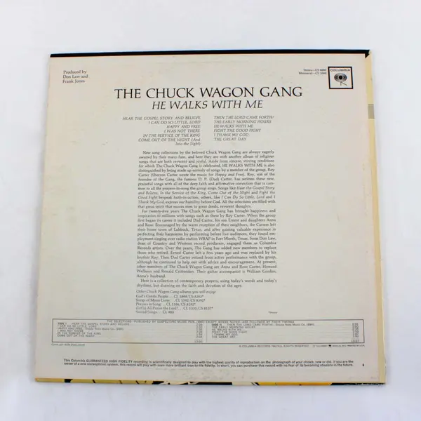 Chuck Wagon Gang He Walks With Me Columbia CL 2080 12" LP Vinyl