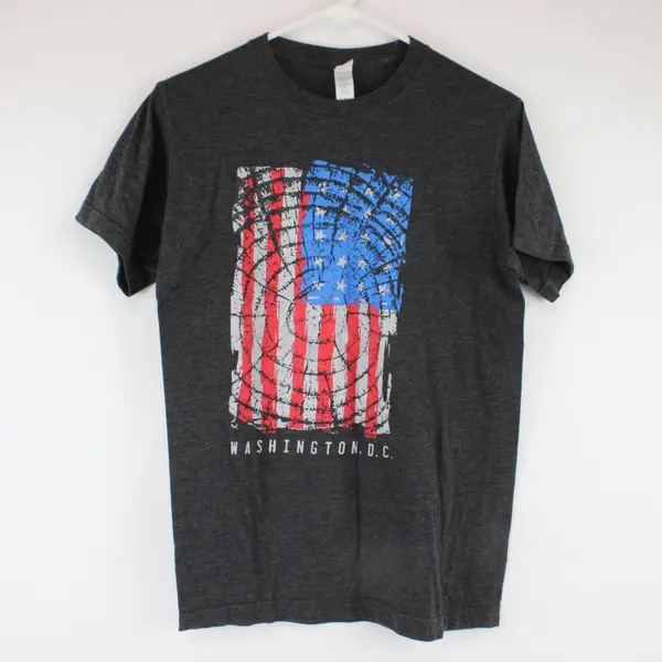 Tultex 202 Gray Washington DC USA Flag Short Sleeve Shirt Women's S