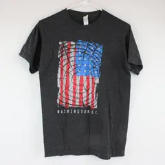 Tultex 202 Gray Washington DC USA Flag Short Sleeve Shirt Women's S