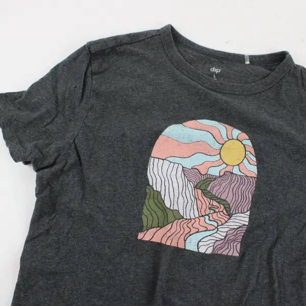 Dip Dark Gray Sunset Canyon Graphic Short Sleeve T-Shirt Women's L