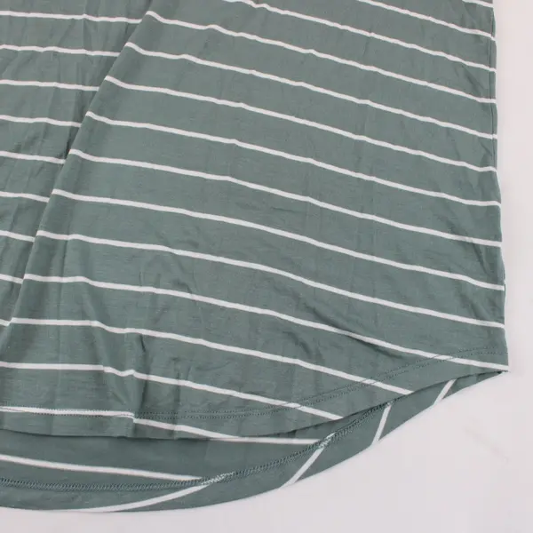 SO Good for Life Women's Green White Striped Short Sleeve Shirt L