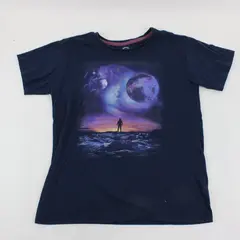Wonder Nation Navy Blue Space Graphic Short Sleeve Shirt Youth Size L(10-12)