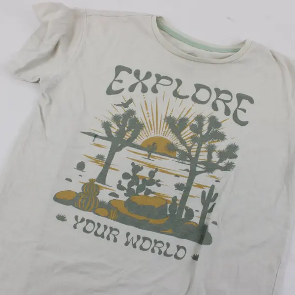 Wonder Nation Off White Explore Your World Short Sleeve T-Shirt Youth L 10-12