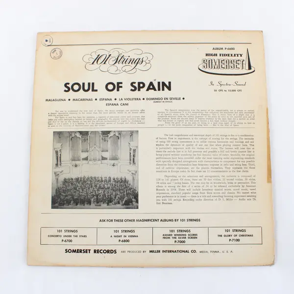 101 Strings The Soul of Spain  12" Vinyl Record  P-6600