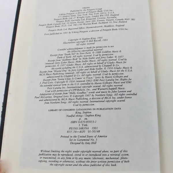 Stephen King Needful Things First Edition Hardcover No Dust Jacket 1991