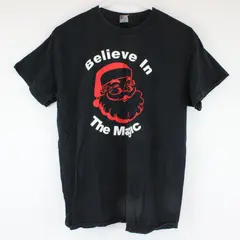 Gildan Black "Believe in the Magic" Santa Claus Short Sleeve T-Shirt Men's M