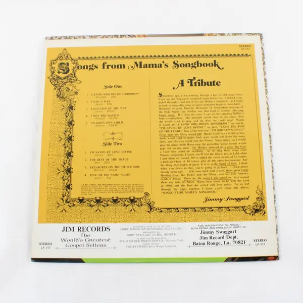 Jimmy Swaggart Songs From Mama's Songbook 12" Vinyl Record