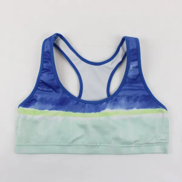 Unbranded S/M Blue Green Banded Racerback Sports Bra No Padding No Underwire