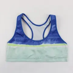 Unbranded S/M Blue Green Banded Racerback Sports Bra No Padding No Underwire