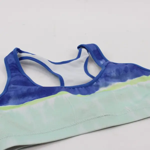 Unbranded S/M Blue Green Banded Racerback Sports Bra No Padding No Underwire