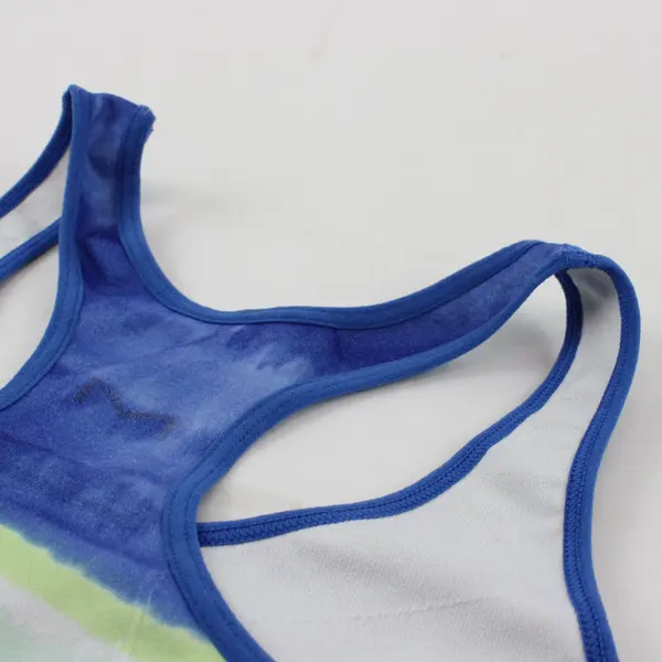 Unbranded S/M Blue Green Banded Racerback Sports Bra No Padding No Underwire