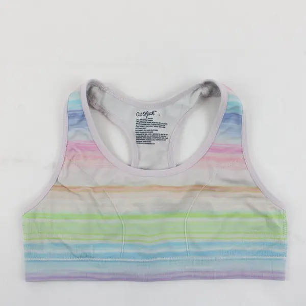 Cat & Jack Girls' Racerback Sports Bra White/Pink/Purple Size L