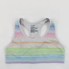 Cat & Jack Girls' Racerback Sports Bra White/Pink/Purple Size L